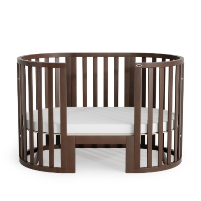 Pătuț bebe rotund/oval Maribelle 9 în 1 nuc